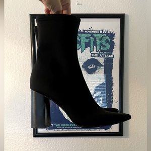 JEFFREY CAMPBELL BLACK SIREN CHUNKY NEOPRENE HEEL BOOT BOOTIE - 7.5